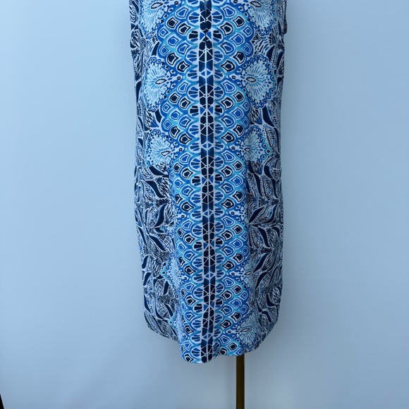 Lilly Pulitzer Blue and White V-Neck Mermaid Tail Print Dress Size 4 - Picture 6 of 15